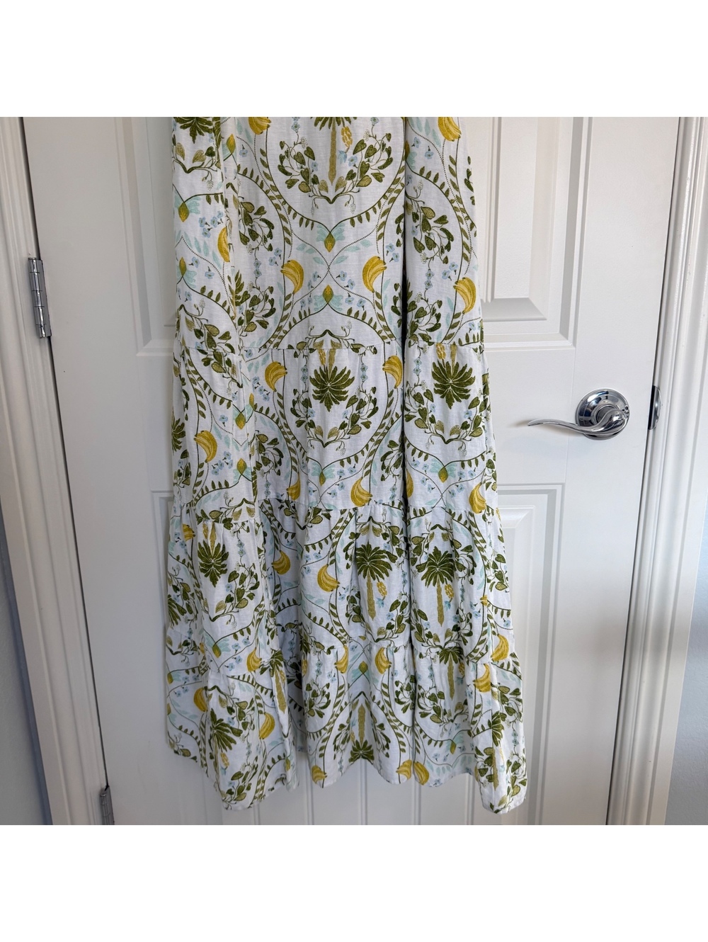 NWT Calypso St. Barth White & Green Floral Linen Summer Dress Size Medium - Picture 10 of 13